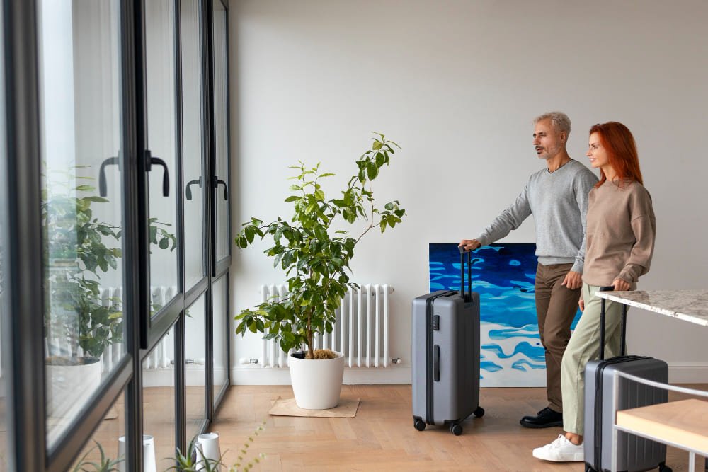 Salon moderne d’un logement Airbnb, vue d’ensemble pour le Livret d'accueil digital pour Airbnb